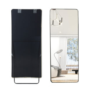 170 CM Full Length Mirror with Stand Rectangular Mirrors with Aluminum Frame Rounded Corner Standing Floor Mirror Hanging or Leaning Against Wall Black