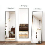 172 CM Full Length Mirror with Stand Rectangular Mirrors with Aluminum Frame Standing Floor Mirror Hanging or Leaning Against Wall Black - Image 2