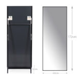 172 CM Full Length Mirror with Stand Rectangular Mirrors with Aluminum Frame Standing Floor Mirror Hanging or Leaning Against Wall Black - Image 3