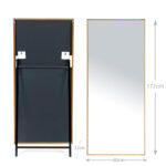 172 CM Full Length Mirror with Stand Rectangular Mirrors with Aluminum Frame Standing Floor Mirror Hanging or Leaning Against Wall Gold - Image 3