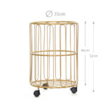 35 CM Metal Laundry Basket With Wheels 360° Round Clothes Hamper For Bathroom Bedroom Living Room and Hotel Rooms Gold - Image 3