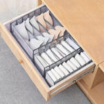 Set of 3 Storage Boxes Wardrobe Drawer Organizers Leggings T-shirts Underwear Socks Ties Belts and Bras Separator Foldable Drawer Organizer Gray - Image 2