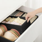 29 CM X 14 CM Drawer Storage Fabric Bin for Nursery Foldable Drawer Storage Box Space Saving Wardrobe Organizer for Underwears Belts Shirts Ties Black - Image 2