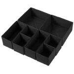 Set of 8 Drawer Storage Fabric Bins for Nursery Foldable Drawer Storage Boxes Space Saving Wardrobe Organizers for Makeup Ties Socks Belts Underwears and Clothing Black