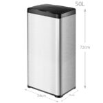 50 L Stainless Steel Essential Recycling Touch Bin with Lid Garbage bin Smart Sensor Bathroom Trash Can Silver - Image 3