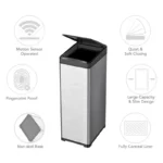 50 L Stainless Steel Essential Recycling Touch Bin with Lid Garbage bin Smart Sensor Bathroom Trash Can Silver - Image 4