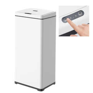 50 L Stainless Steel Essential Recycling Touch Bin with Lid Garbage bin Smart Sensor Bathroom Trash Can White