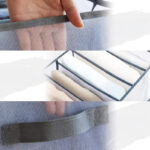 7 Grids Storage Box Wardrobe Drawer Organizer with Handles T-Shirts Jeans and Bras Separator Foldable Drawer Organizer Gray - Image 4