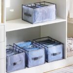 7 Grids Storage Box Wardrobe Drawer Organizer with Handles T-Shirts Jeans and Bras Separator Foldable Drawer Organizer Gray - Image 2