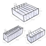 Set of 3 Storage Boxes Wardrobe Drawer Organizers Leggings T-shirts Underwear Socks Ties Belts and Bras Separator Foldable Drawer Organizer Gray - Image 3