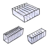 Set of 3 Storage Boxes Wardrobe Drawer Organizers Leggings T-shirts Underwear Socks Ties Belts and Bras Separator Foldable Drawer Organizer Black