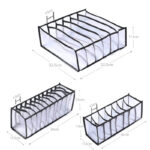 Set of 3 Storage Boxes Wardrobe Drawer Organizers Leggings T-shirts Underwear Socks Ties Belts and Bras Separator Foldable Drawer Organizer Black - Image 3