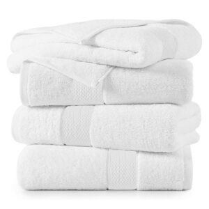 100 CM x 50 CM Thick 100 % Cotton Hand Towel Soft Quality Absorbent Towel for Daily Bathroom and Kitchen Use 1 Piece White